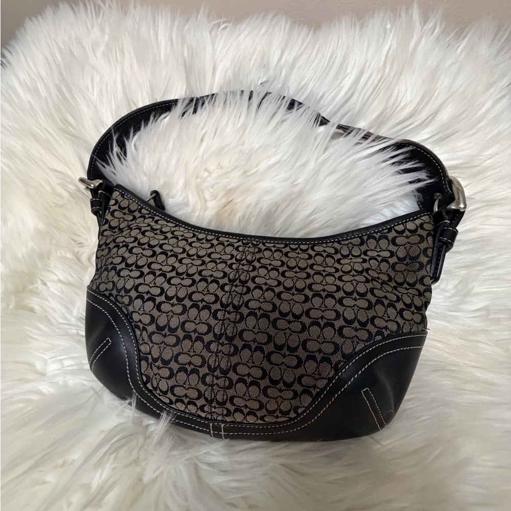 Coach 6351 Signature Soho Hobo Bag Shoulder Canvas Handbag Y2K Black - Picture 3 of 9